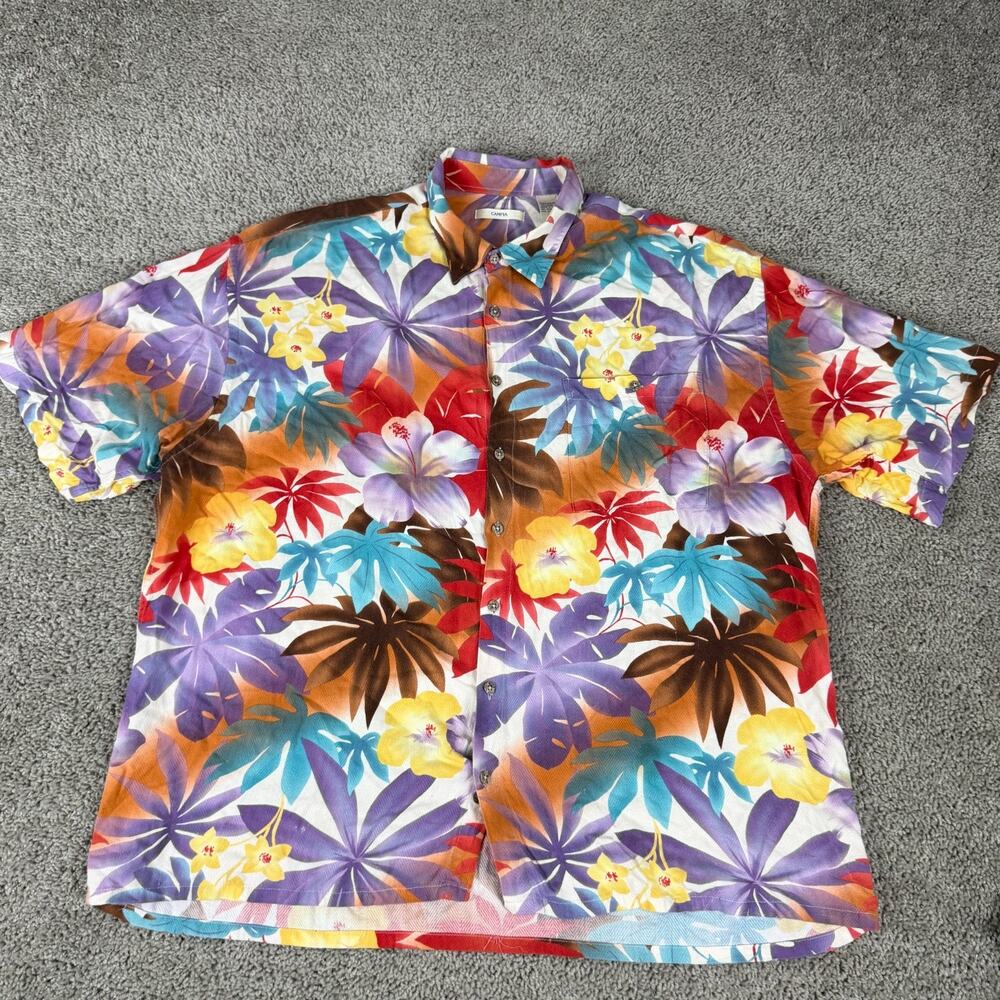 Campia Hawaiian Shirt Mens XXL 2XL Multicolor Floral Rayon Hawaiian Button Up